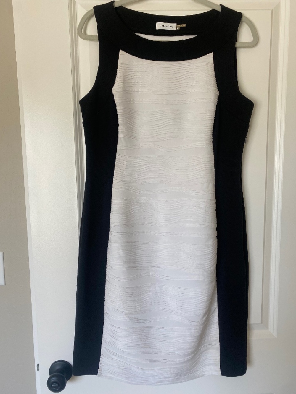 Calvin Klein evening or cocktail dress. Size 12, Black and white.